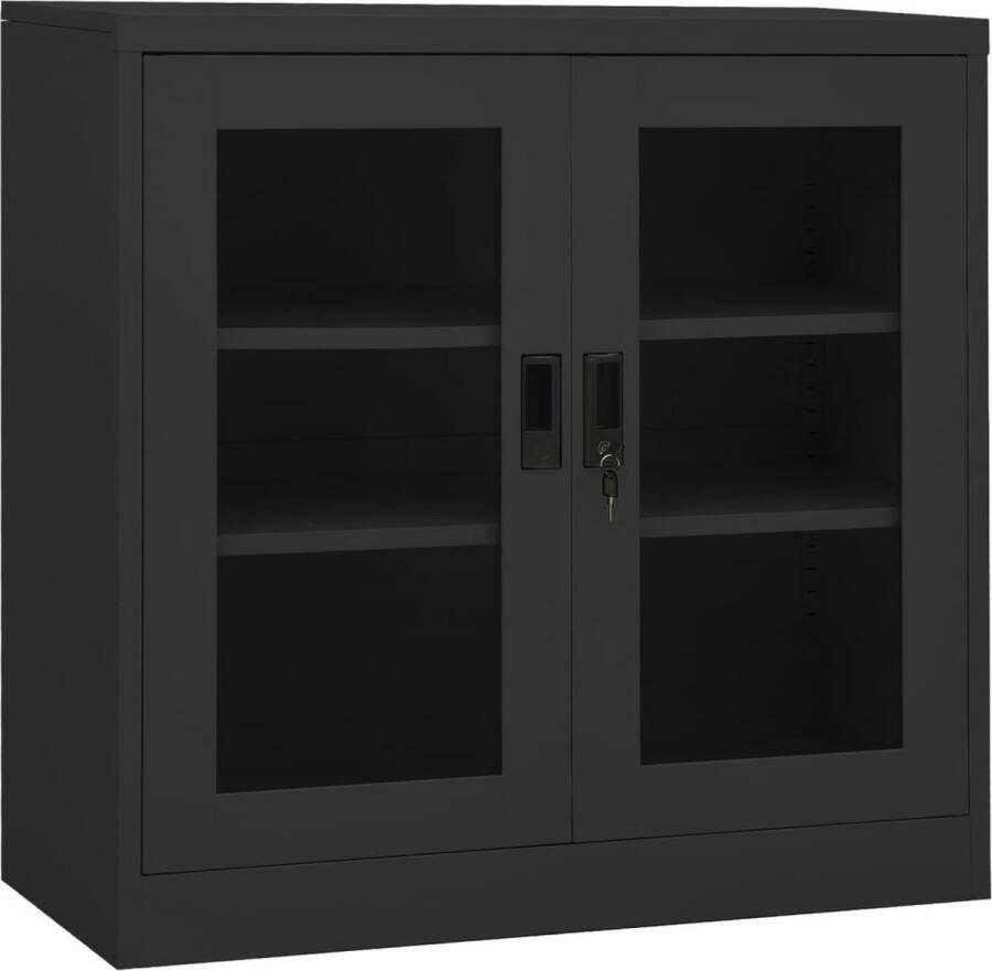 The Living Store Archiefkast Staal 90 x 40 x 90 cm antraciet met verstelbare schappen - Foto 2