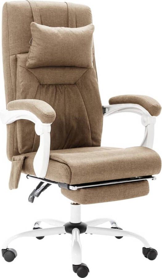 The Living Store kantoorstoel massage- en ligfunctie verstelbaar taupe 60x64x(112-121) cm nylon zwenkwielen - Foto 2