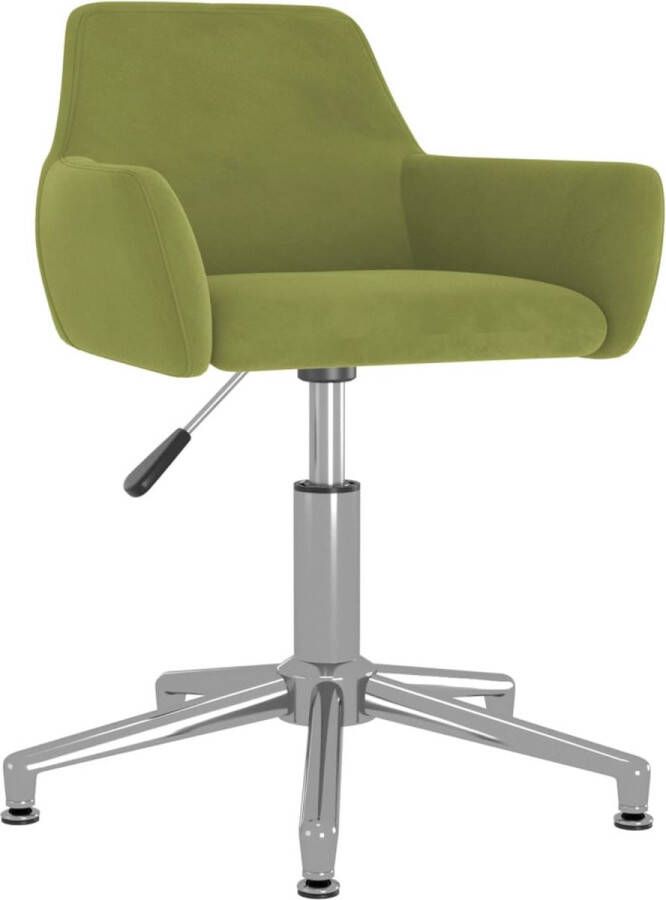 The Living Store Bureaustoel Trendy Lichtgroen Fluweel 51 x 52 x (69-81) cm Draaibaar
