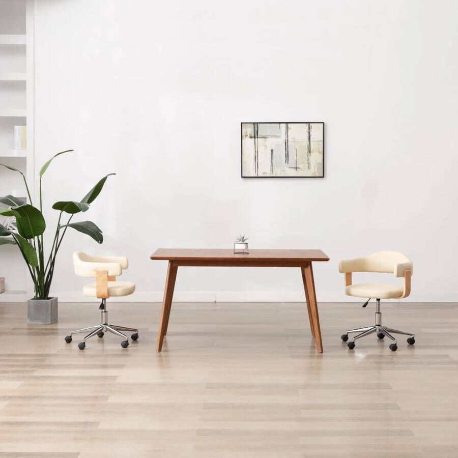 The Living Store Draaibare kantoorstoel Crème 49.5 x 51.5 x (94.5-115.5) cm Ergonomisch ontwerp - Foto 2