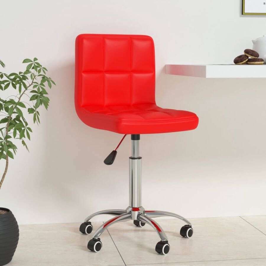 The Living Store Bureaustoel verstelbaar en draaibaar rood kunstleer 40x47x(74.5-86)cm 360 graden draaibaar zwenkwielen gasveer - Foto 2