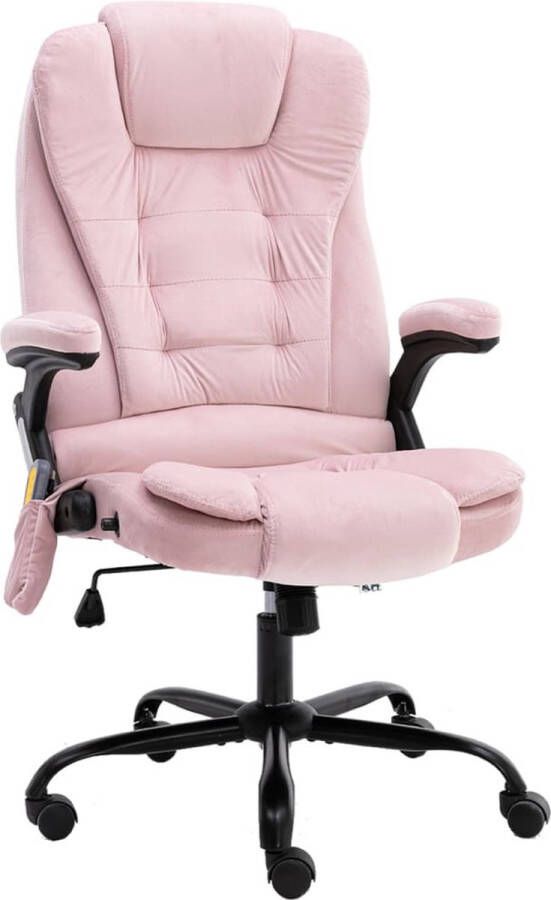 The Living Store Kantoorstoel Fluwelen Roze Ergonomisch Massage Verwarming - Foto 2