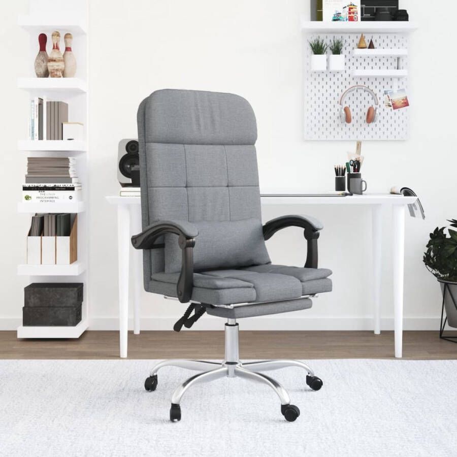 The Living Store Kantoorstoel massage verstelbaar stof lichtgrijs Bureaustoel - Foto 2