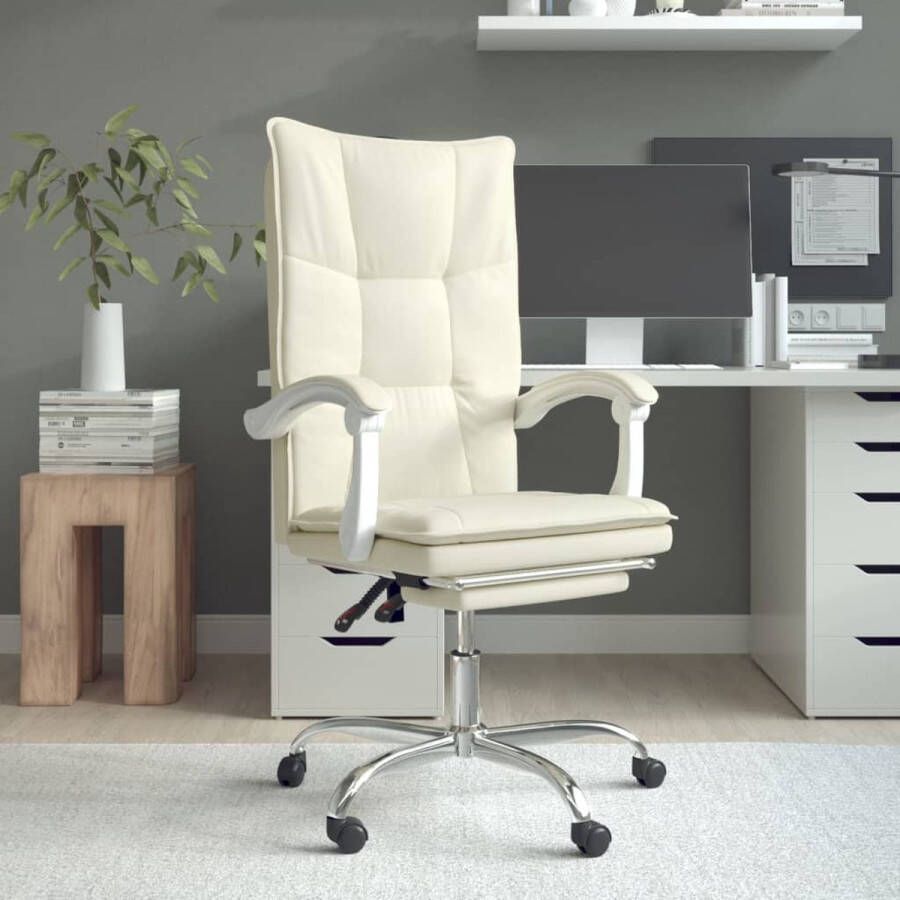 The Living Store bureaustoel Relax Kunstleer Verstelbaar Crème 63x56x(112.5-122)cm Duurzaam materiaal - Foto 4