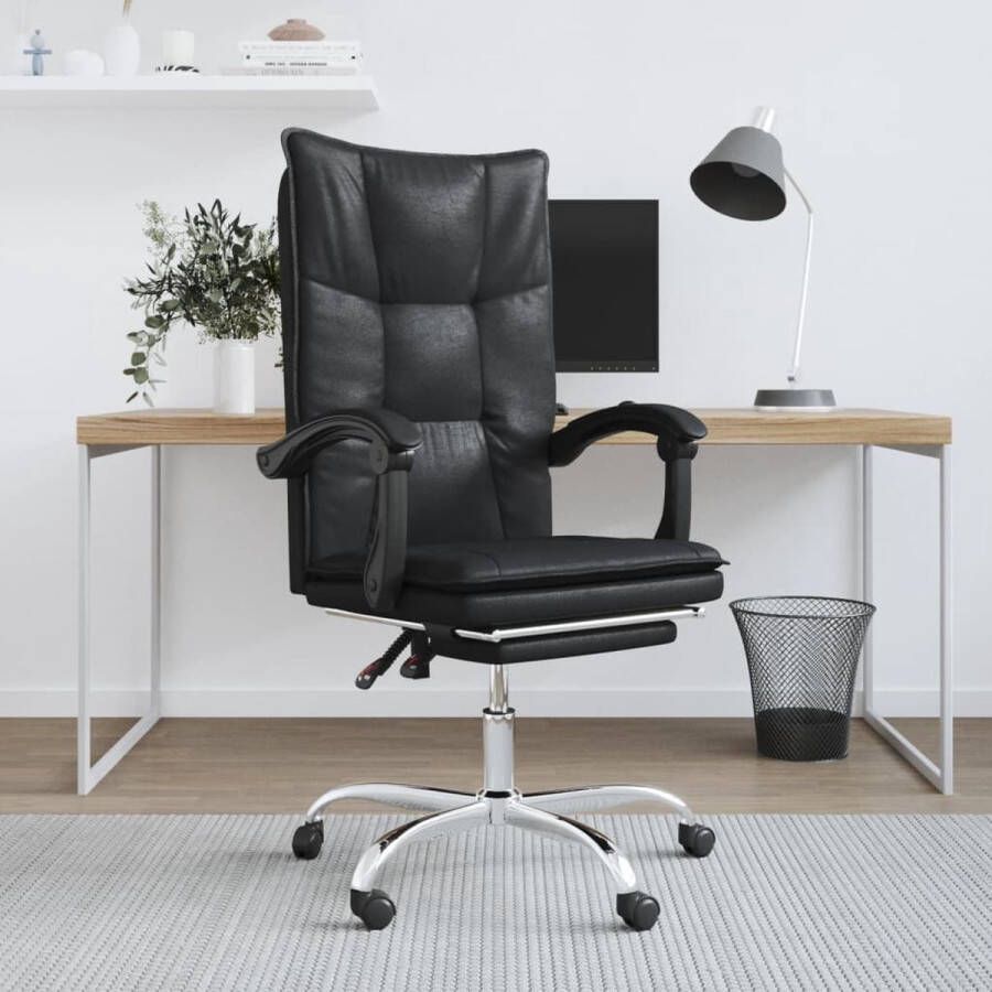 The Living Store Verstelbare bureaustoel Zwart kunstleer Duurzaam Comfortabel 63x56x122cm Inclusief montagehandleiding - Foto 4
