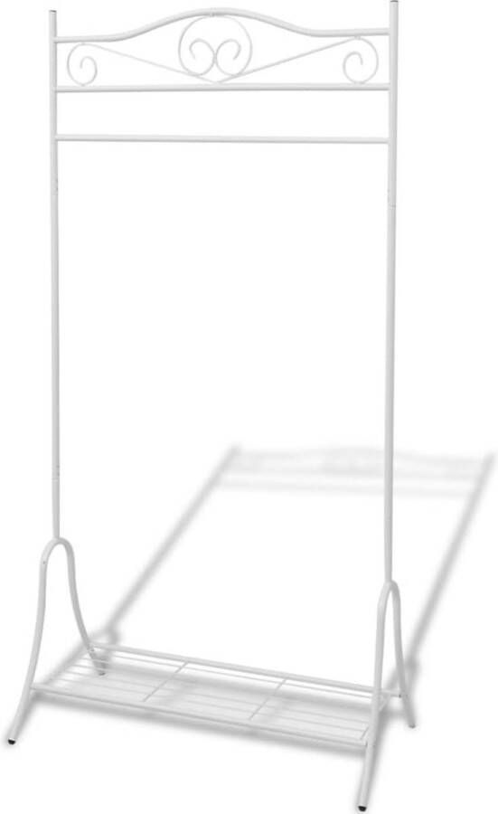 The Living Store Kapstok Staal Wit 90x44x174 cm Met Bovenstang en Onderschap Kledingrek Kapstok Kledingopberg Organisatie Interieurdecoratie