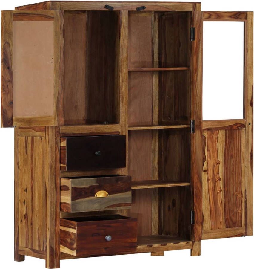 The Living Store Sheeshamhouten Kast 95 x 48 x 150 cm Massief 3 Lades 2 Deuren - Foto 2