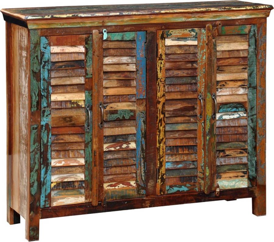 The Living Store Kast met 4 deuren massief gerecycled hout Keukenkast