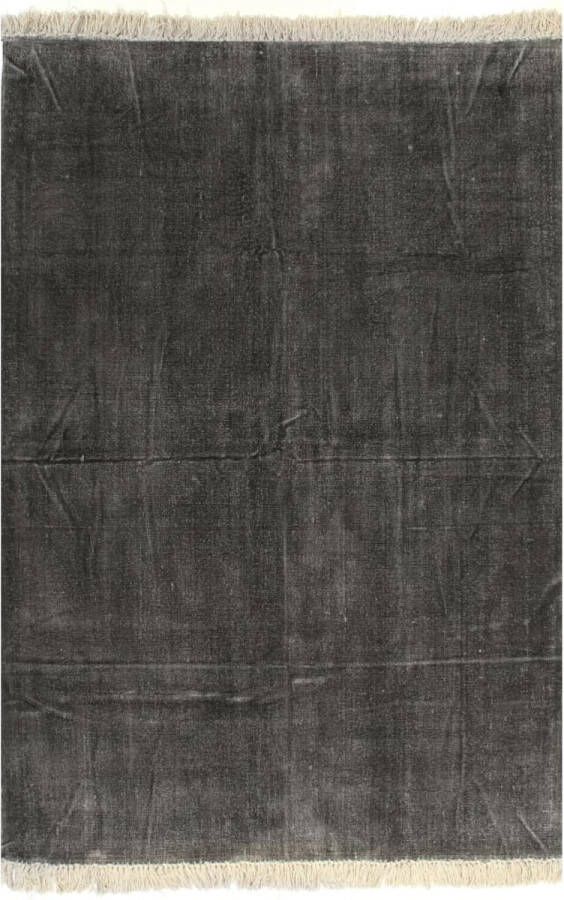 The Living Store Kelim Tapijt Antraciet 160 x 230 cm Handgeweven Vintage Uitstraling