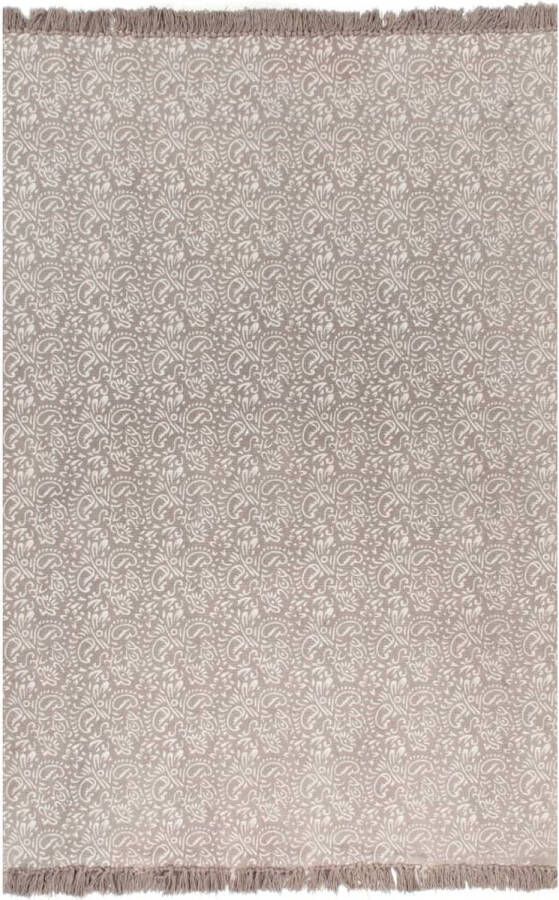 The Living Store Kelim tapijt Handgeweven 100% katoen 160 x 230 cm Vintage uitstraling Taupe
