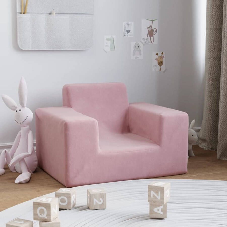 The Living Store Kindersofa Pluche 52.5 x 39.5 x 35 cm Roze - Foto 2