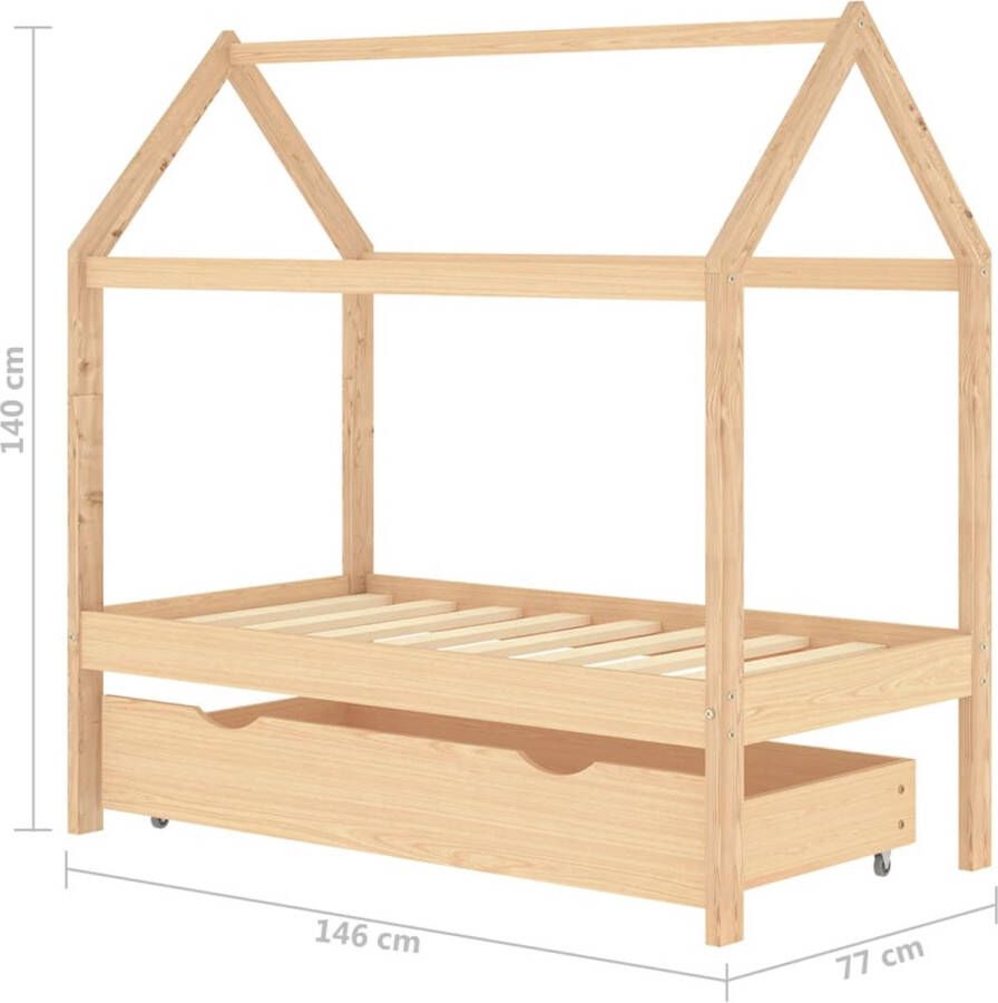The Living Store Kinderbed Boomhut-stijl Hout 146 x 77 x 140 cm Met lade