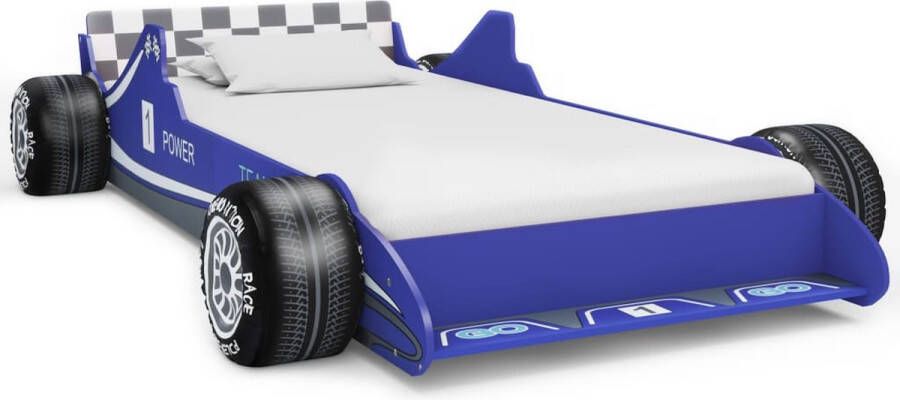 The Living Store Kinderbed raceauto blauw 90x200 cm Bed