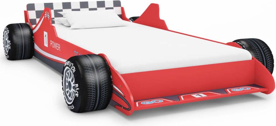The Living Store Raceauto kinderbed rood 229x94.5x47 cm geschikt voor matras van 90x200 cm vanaf 4 jaar