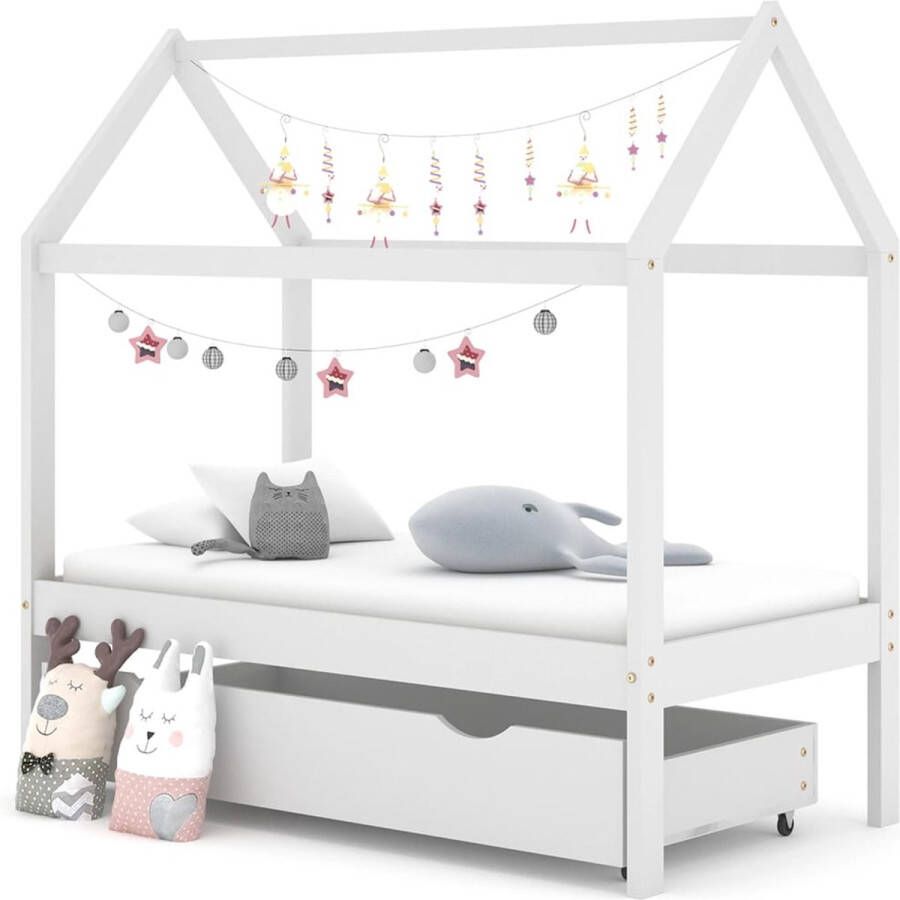 The Living Store Kinderbedframe Boomhut 146x77x140 cm wit Massief grenenhout Kinderbed Boomhut Bed Kids Bed Houten Bed Kinderkamer Meubels - Foto 2