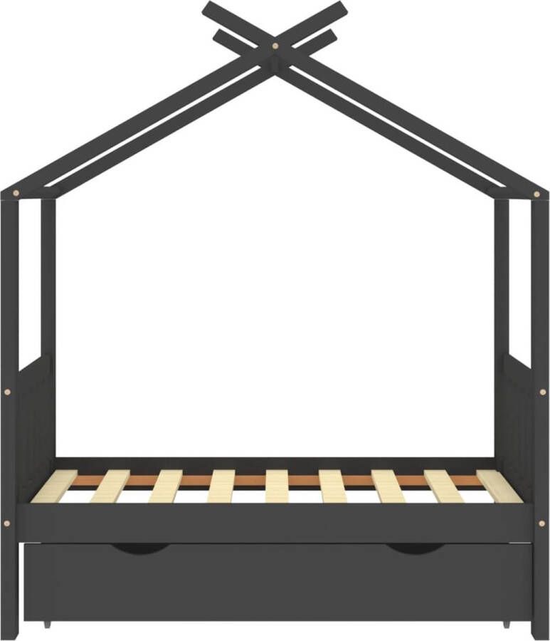 The Living Store Kinderbedframe Boomhut Donkergrijs 146x77x190 cm Massief Grenenhout Kinderbed Boomhut Bed Grenenhouten Bed Kids Bed Donkere Kleuren Bed - Foto 3