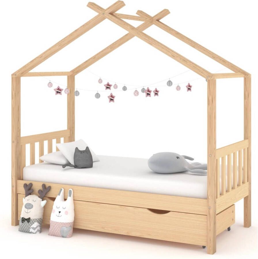 The Living Store Kinderbedframe Boomhut-stijl Massief Grenenhout 166x87x190 cm Incl Bedlade Geschikt voor 80x160 cm Matras Kinderbed Boomhut Bed Grenenhout Bed Kids Bed Peuterbed - Foto 2