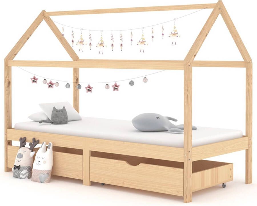 The Living Store Kinderbedframe Boomhutstijl met Lades 206x97x140 cm Massief Grenenhout Kinderbed Boomhut Bed Kids Bed Houten Bed Kinderkamers - Foto 2