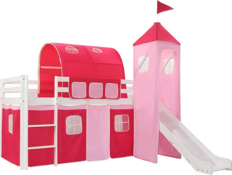 The Living Store Kinderhoogslaper Prinsessenthema 208 x 230 x 185 cm Massief grenenhout Inclusief lattenbodem - Foto 2