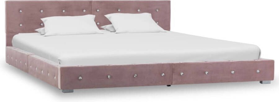 The Living Store Klassiek Bedframe 214.5 x 194 x 64 cm Roze Iron Frame 180 x 200 cm Matras