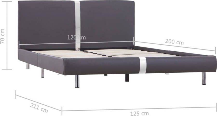 The Living Store Klassiek Bedframe Grijs 211 x 125 x 70 cm Geschikt voor matras van 120 x 200 cm