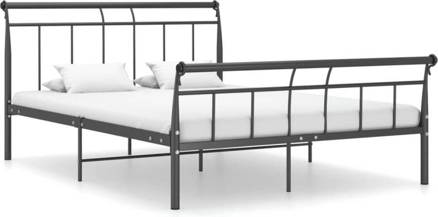 The Living Store Klassiek Bedframe Metaal 221 x 148 x 90 cm Zwart Matras niet inbegrepen