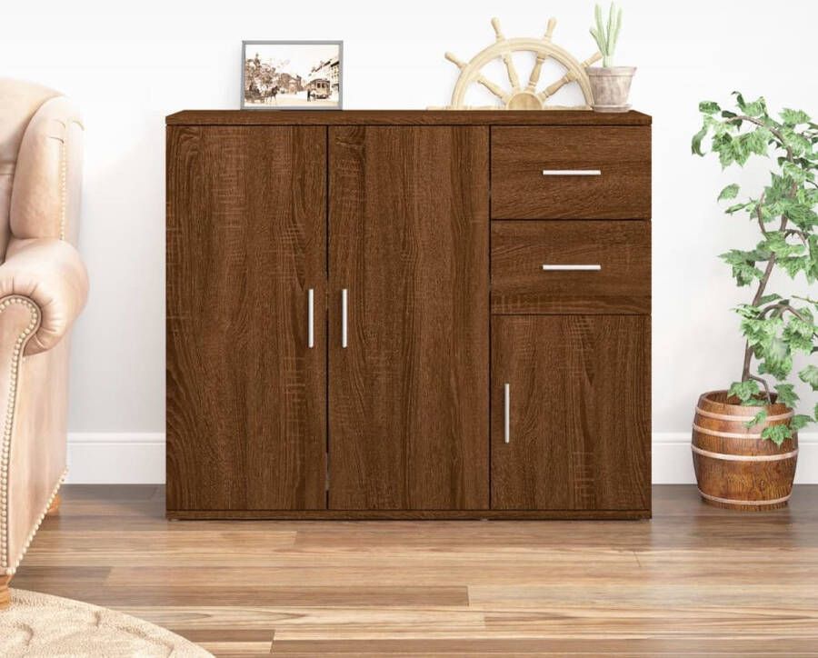 The Living Store Klassiek Dressoir Bruineiken 91 x 29.5 x 75 cm Stevig en ruim