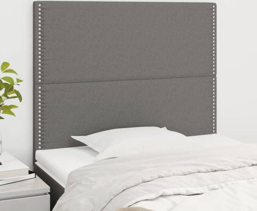 The Living Store Klassiek Hoofdbord Donkergrijs Verstelbare Hoogte Stof Massief Larikshout 80 x 5 x 118 128 cm 2 stuks Klassieke Hoofdbord Bedhoofd Stoffen Hoofdbord Grijs Hoofdbord Met Pootjes