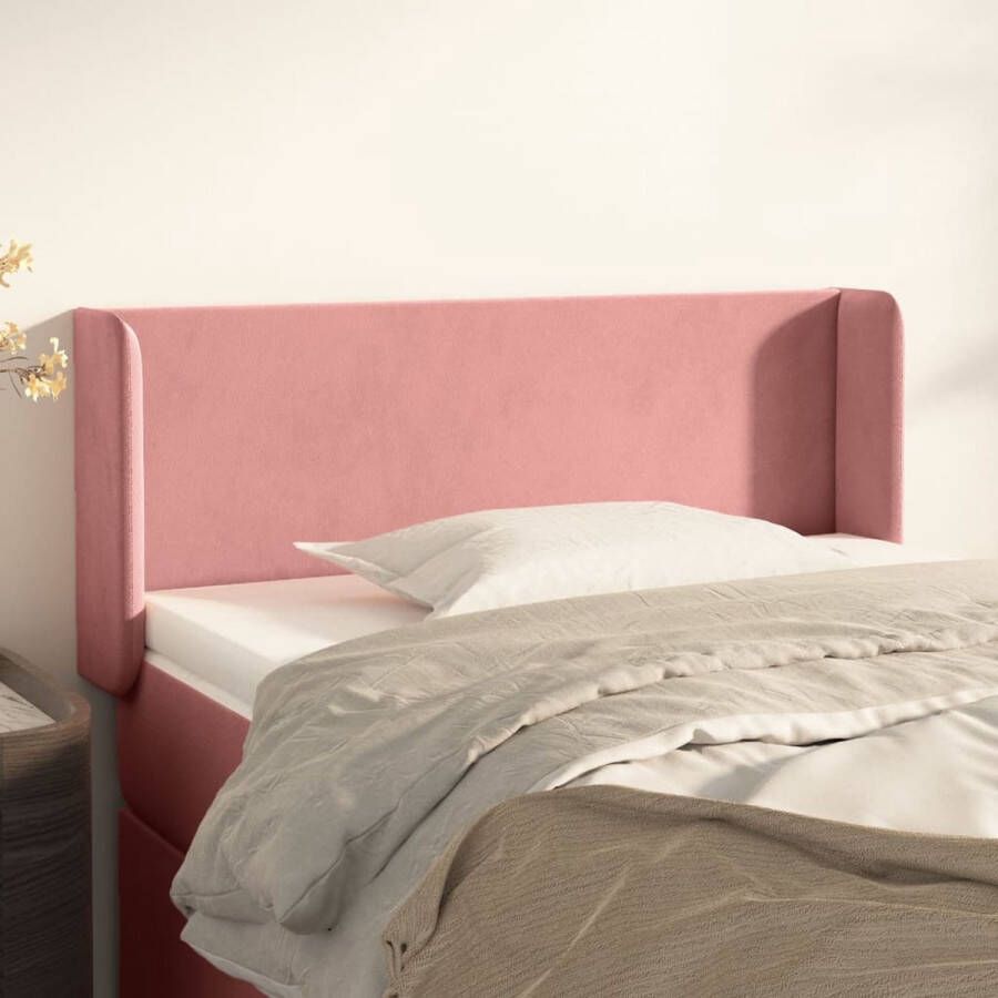 The Living Store Klassiek Hoofdbord Roze Fluweel Verstelbare Hoogte Comfortabele Ondersteuning