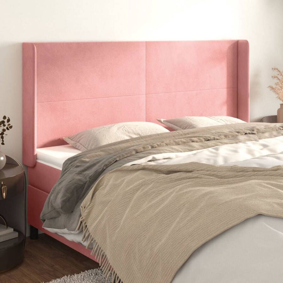 The Living Store Klassiek Hoofdbord Roze fluweel Verstelbare hoogte Stevige poten Comfortabele ondersteuning