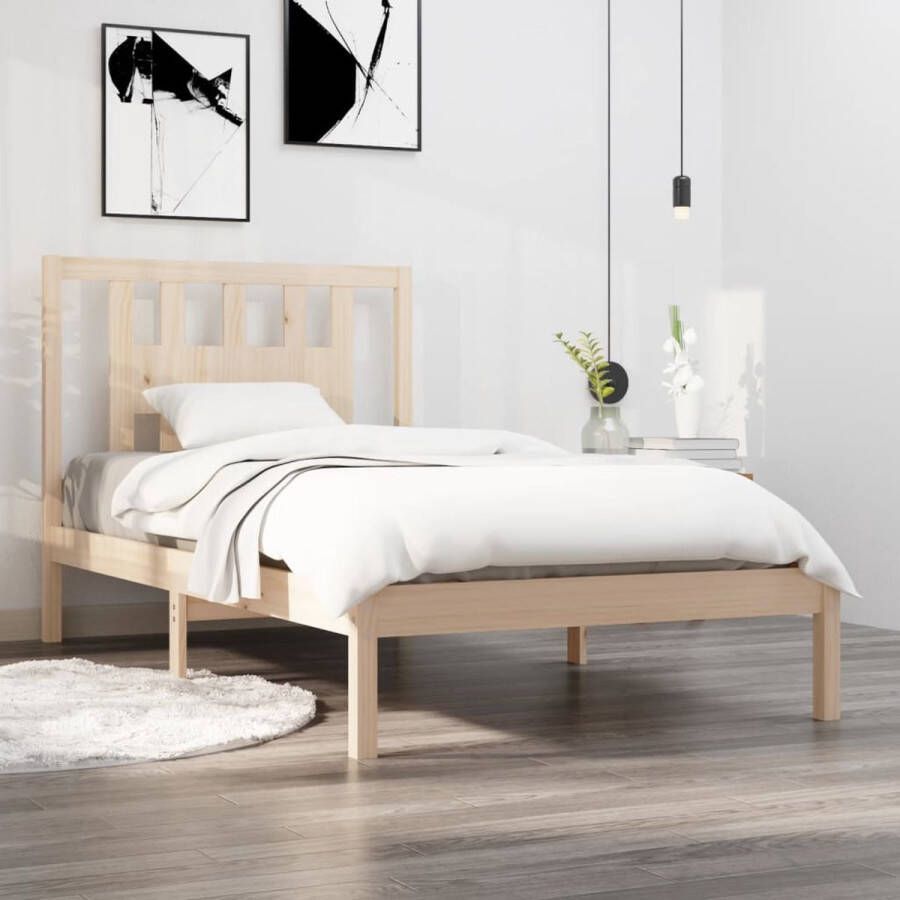 The Living Store Bedframe massief grenenhout 100x200 cm Bedframe Bedframes Eenpersoonsbed Bed Bedombouw Ledikant Houten Bedframe Eenpersoonsbedden Bedden Bedombouwen Ledikanten