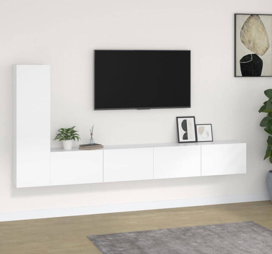 The Living Store Klassiek TV-meubel set 2x 100x30x30cm + 1x 30.5x30x110cm trendy design voldoende opbergruimte - Foto 2