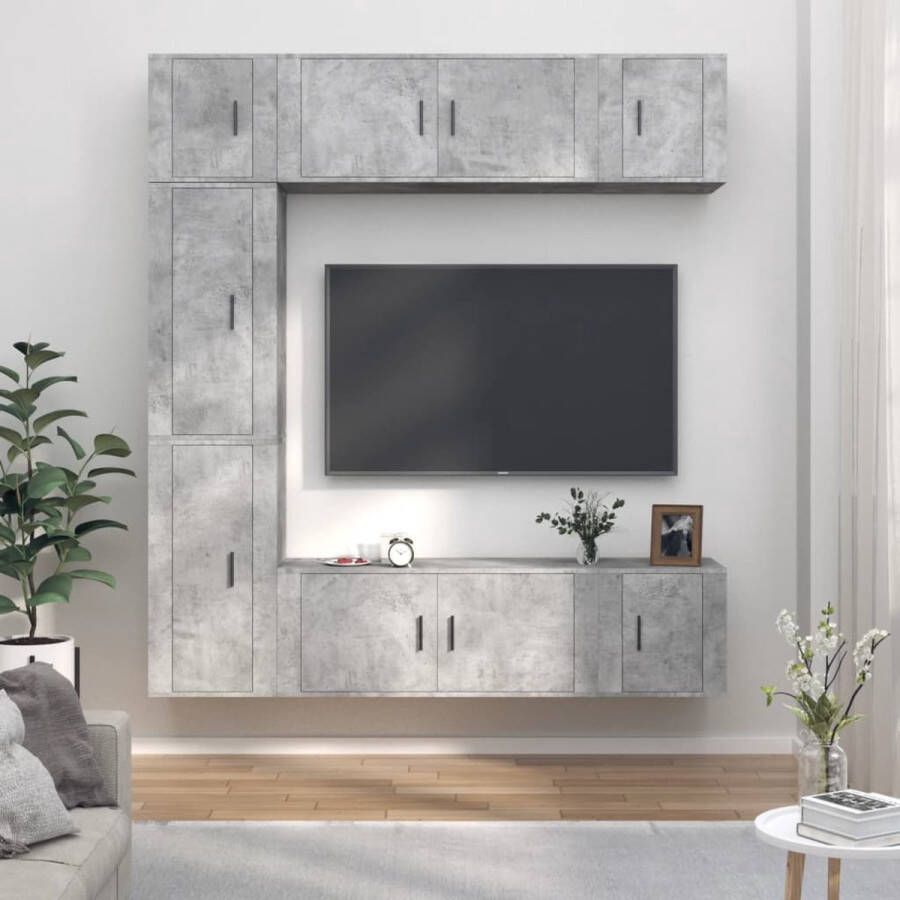 The Living Store TV-meubelset Betongrijs 100 x 34.5 x 40 cm 40 x 34.5 x 80 cm 40 x 34.5 x 40 cm - Foto 2