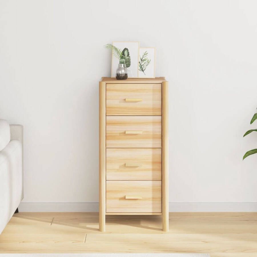 The Living Store Klassieke Hoge Kast Decoratieve Opbergruimte 42 x 38 x 90 cm Bewerkt Massief Hout