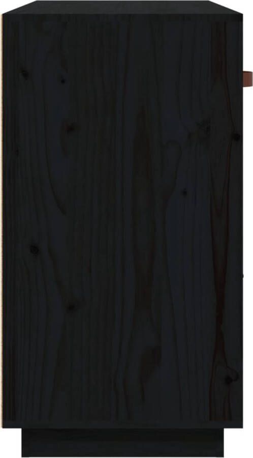 The Living Store Klassieke Houten Dressoir 100 x 40 x 75 cm Zwart Massief grenenhout en PU