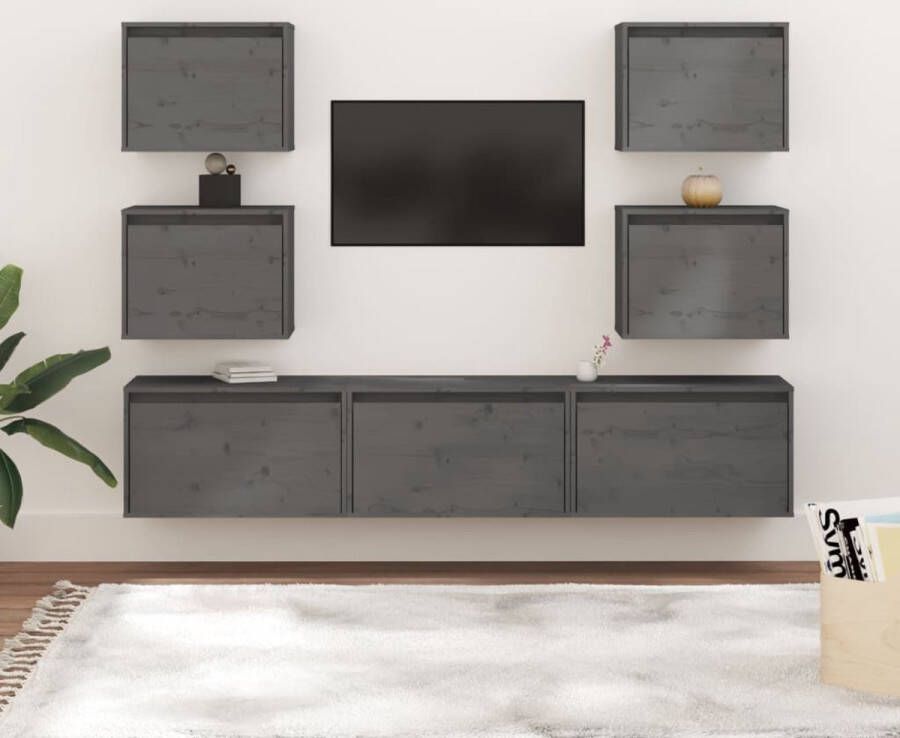 The Living Store TV-meubelset naam TV-meubelen Afmeting- 60 x 30 x 35 cm 45 x 30 x 35 cm Kleur- grijs - Foto 2