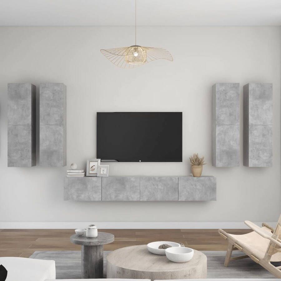 The Living Store TV-meubelset Betongrijs TV-meubel 100x30x30cm TV-meubel 30.5x30x110cm - Foto 3