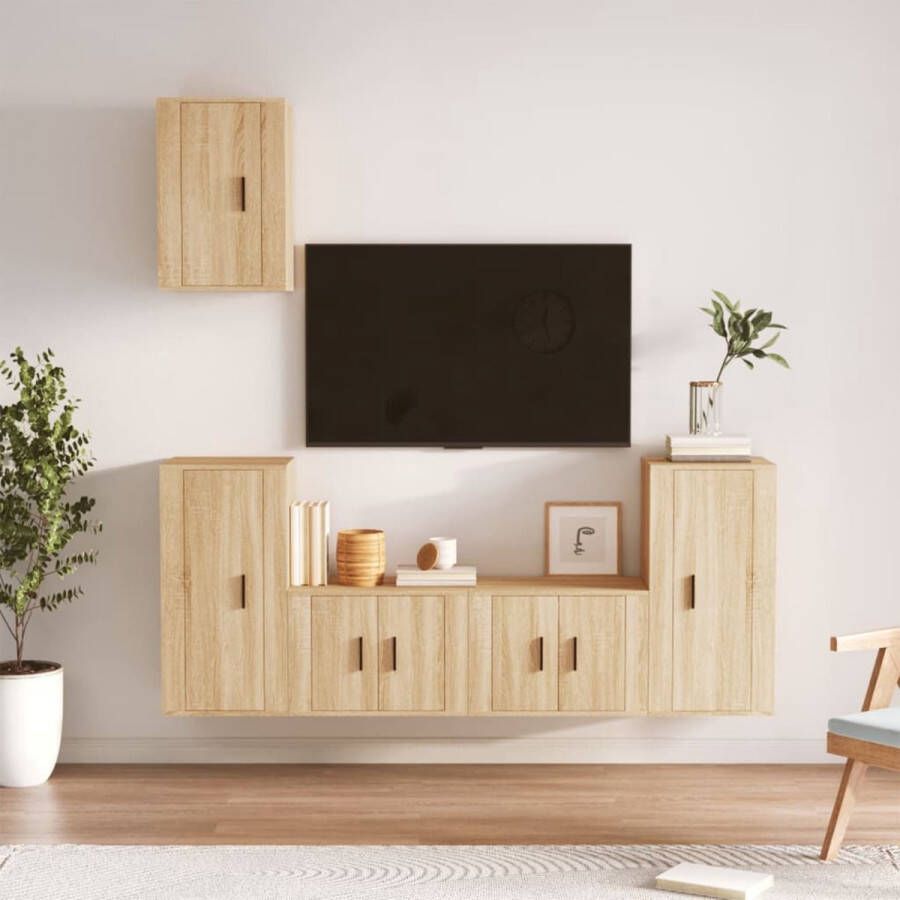 The Living Store TV-meubelset Sonoma eiken 2x 57x34.5x40 cm 2x 40x34.5x80 cm 1x 40x34.5x60 cm - Foto 2