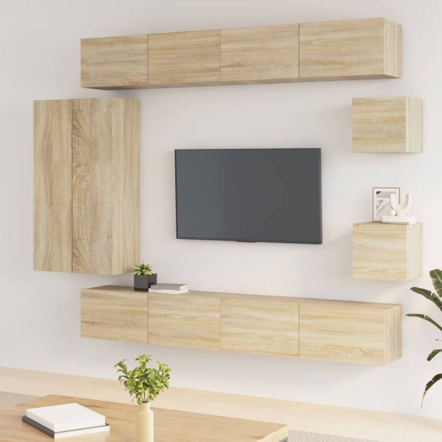 The Living Store Klassieke Televisiekastenset 4x 100x30x30cm 2x 30.5x30x110cm 2x 30.5x30x30cm Sonoma Eiken - Foto 2