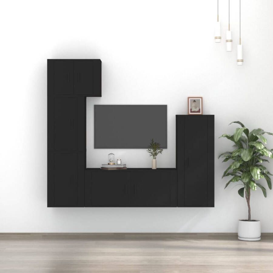 The Living Store TV-meubelenset Klassiek TV-meubels 57 x 34.5 x 40 cm 40 x 34.5 x 100 cm 100 x 34.5 x 40 cm 40 x 34.5 x 60 cm zwart - Foto 2