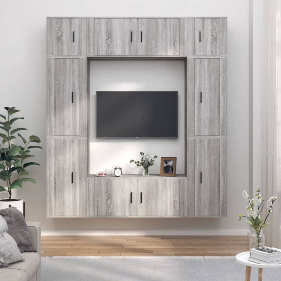 The Living Store Klassieke Televisiekastenset TV-meubel 100 x 34.5 x 40 cm Grijs sonoma eiken - Foto 2