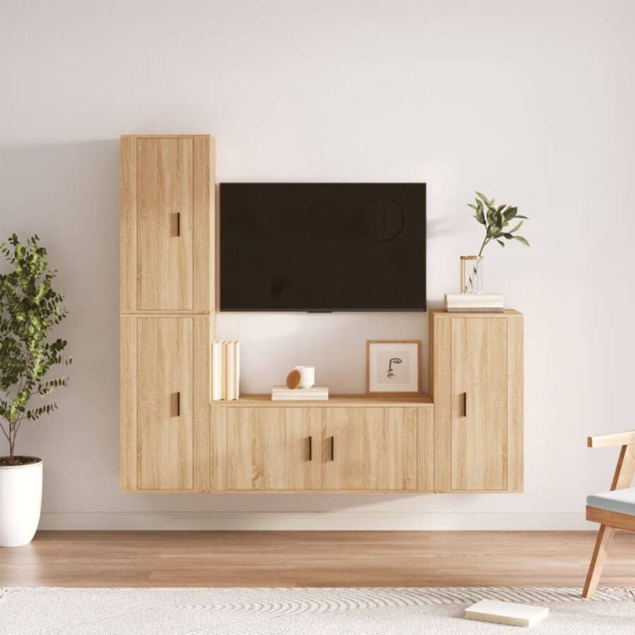 The Living Store TV-meubel Set Sonoma Eiken Wandgemonteerd 100x34.5x40cm 3x40x34.5x80cm - Foto 2