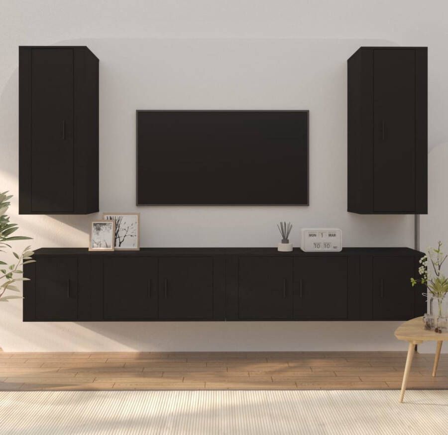 The Living Store TV-meubel set TV-meubel (40x34.5x100cm) TV-meubel (80x34.5x40cm) zwart - Foto 2