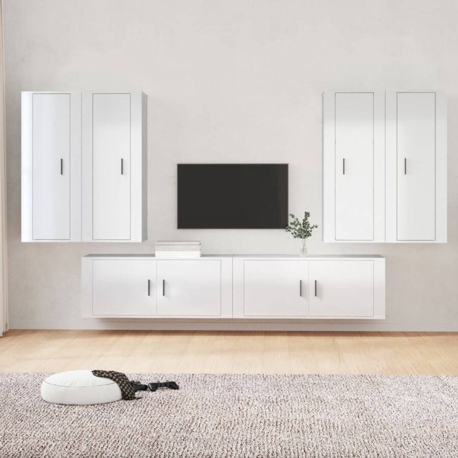 The Living Store Televisiekastenset Klassieke Tv-meubels 40 x 34.5 x 100 cm Hoogglans wit - Foto 2