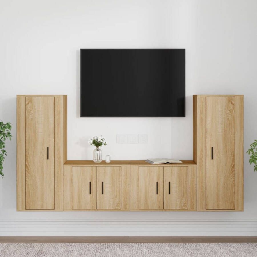 The Living Store Klassieke Televisiekastenset Tv-meubel 40 x 34.5 x 100 cm Sonoma eiken - Foto 2