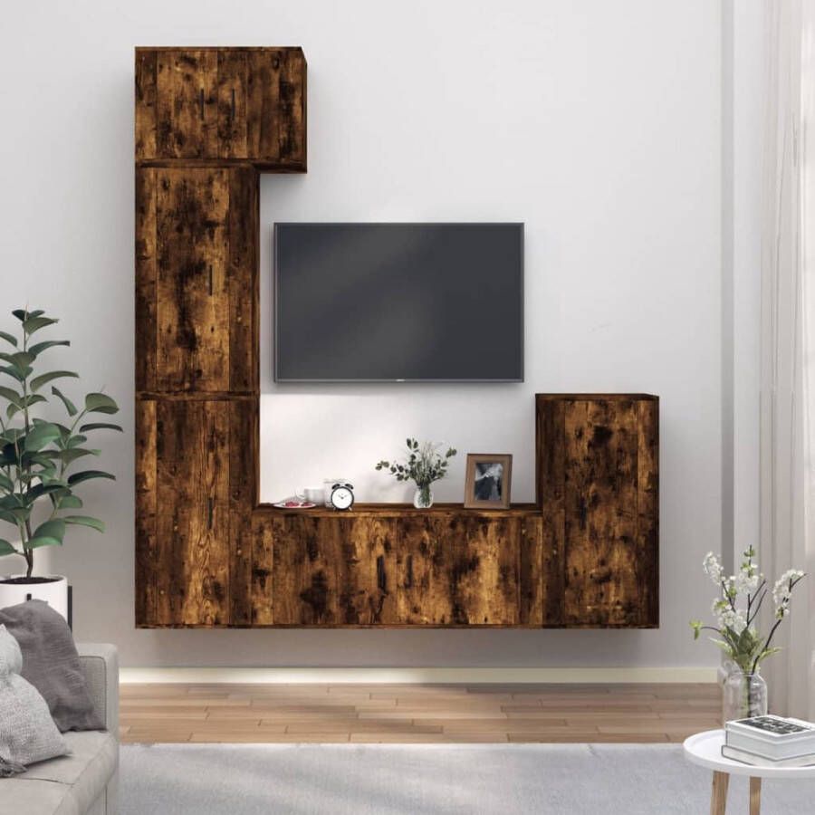 The Living Store TV-meubelset Gerookt eiken 1x 57x34.5x40cm 3x 40x34.5x80cm 1x 100x34.5x40cm - Foto 2
