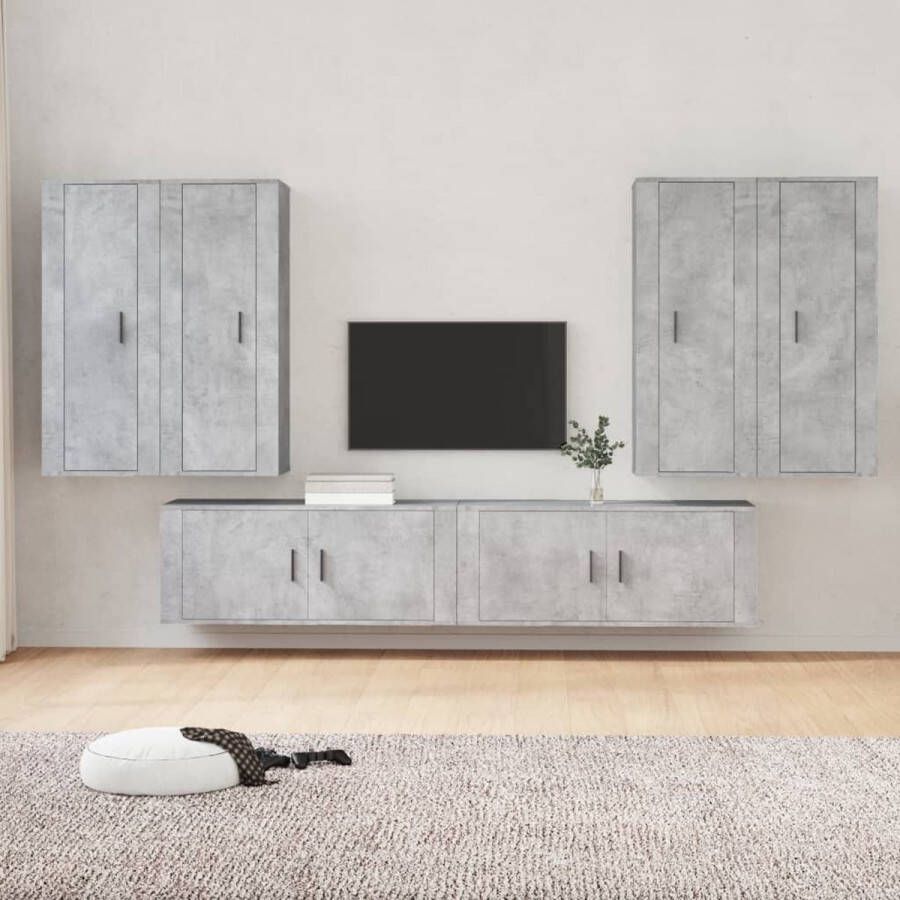 The Living Store TV-meubelset Betongrijs 4x 40x34.5x100 cm + 2x 100x34.5x40 cm Trendy en praktisch design Hoogwaardig bewerkt hout - Foto 2