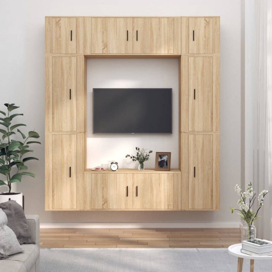 The Living Store Klassieke Televisiekastenset TV-meubel Sonoma Eiken 100 x 34.5 x 40 cm 4 x 40 x 34.5 x 80 cm 2 x 40 x 34.5 x 40 cm - Foto 2