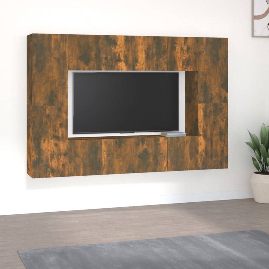 The Living Store Klassieke televisiekastenset TV-meubel Wandgemonteerde functie Gerookt eiken Voldoende opbergruimte - Foto 2