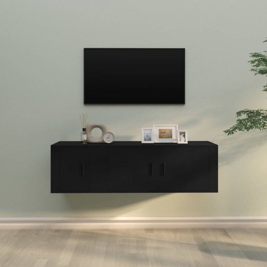 The Living Store Klassieke televisiekastenset TV-meubelset 100 x 34.5 x 40 cm 40 x 34.5 x 40 cm zwart - Foto 2